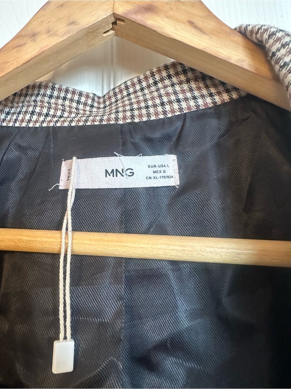 Mango Women's Houndstooth Blazer Jacket - Size L - Picture 2 of 4